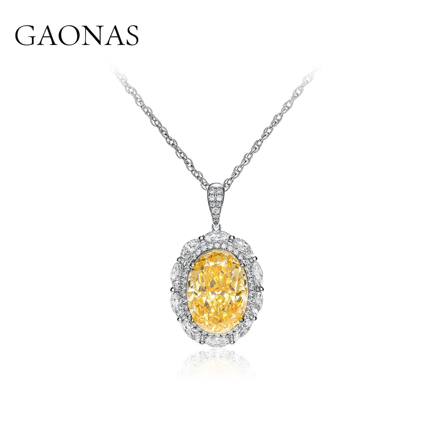 GAONAS Fancy Vivid Yellow necklace Cubic Zirconia S925 Silver Artificial woman unisex fashion luxurious jewelry Yellow rich creative gifts 2025 NEW YD052870