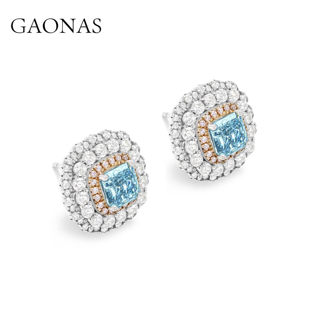 GAONAS Paraiba earring Cubic Zirconia S925 Silver Artificial woman unisex fashion luxurious jewelry Blue rich creative gifts 2025 NEW LE31633