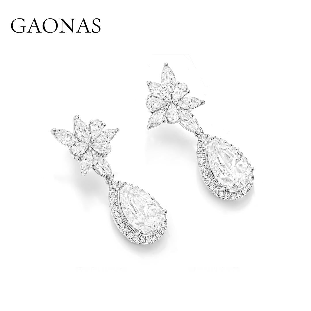 GAONAS VVS D G earring Cubic Zirconia S925 Silver Artificial woman unisex fashion luxurious jewelry White rich creative gifts 2025 NEW 10201EW