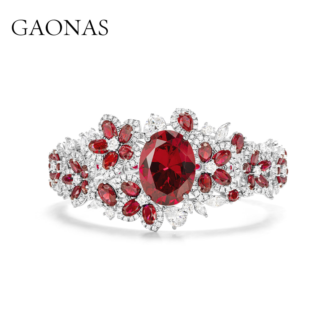 GAONAS Ruby bracelet Cubic Zirconia S925 Silver Artificial woman unisex fashion luxurious jewelry Red rich creative gifts 2025 NEW 10100SR
