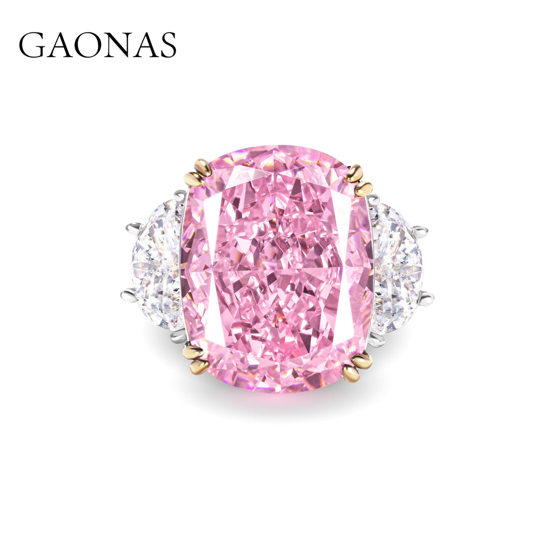 GAONAS Sakura Pink ring Cubic Zirconia S925 Silver Artificial woman unisex fashion luxurious jewelry Pink rich creative gifts 2025 NEW FJ052970