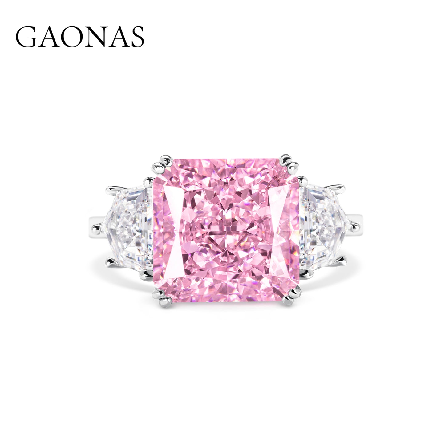 GAONAS Sakura Pink ring Cubic Zirconia S925 Silver Artificial woman unisex fashion luxurious jewelry Pink rich creative gifts 2025 NEW FJ051200
