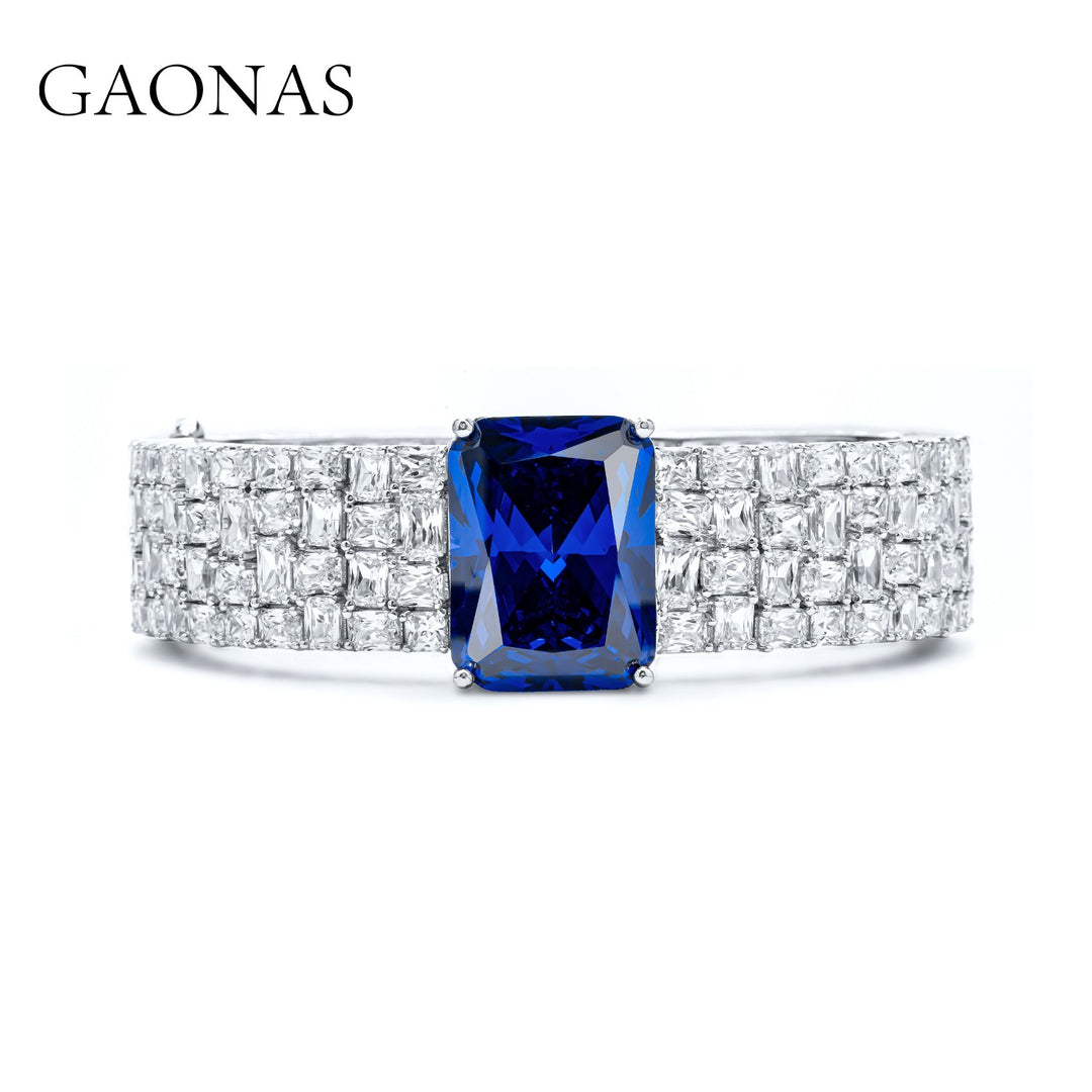GAONAS Royalblue bracelet Cubic Zirconia S925 Silver Artificial woman unisex fashion luxurious jewelry Blue rich creative gifts 2025 NEW BS0916630