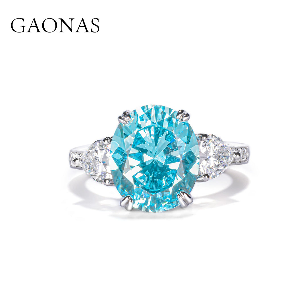 GAONAS Paraiba ring Cubic Zirconia S925 Silver Artificial woman unisex fashion luxurious jewelry Blue rich creative gifts 2025 NEW PLJ10950