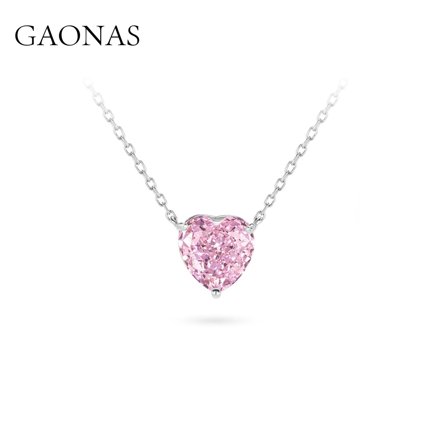 GAONAS Sakura Pink necklace Cubic Zirconia S925 Silver Artificial woman unisex fashion luxurious jewelry Pink rich creative gift 2025 NEW FX12596