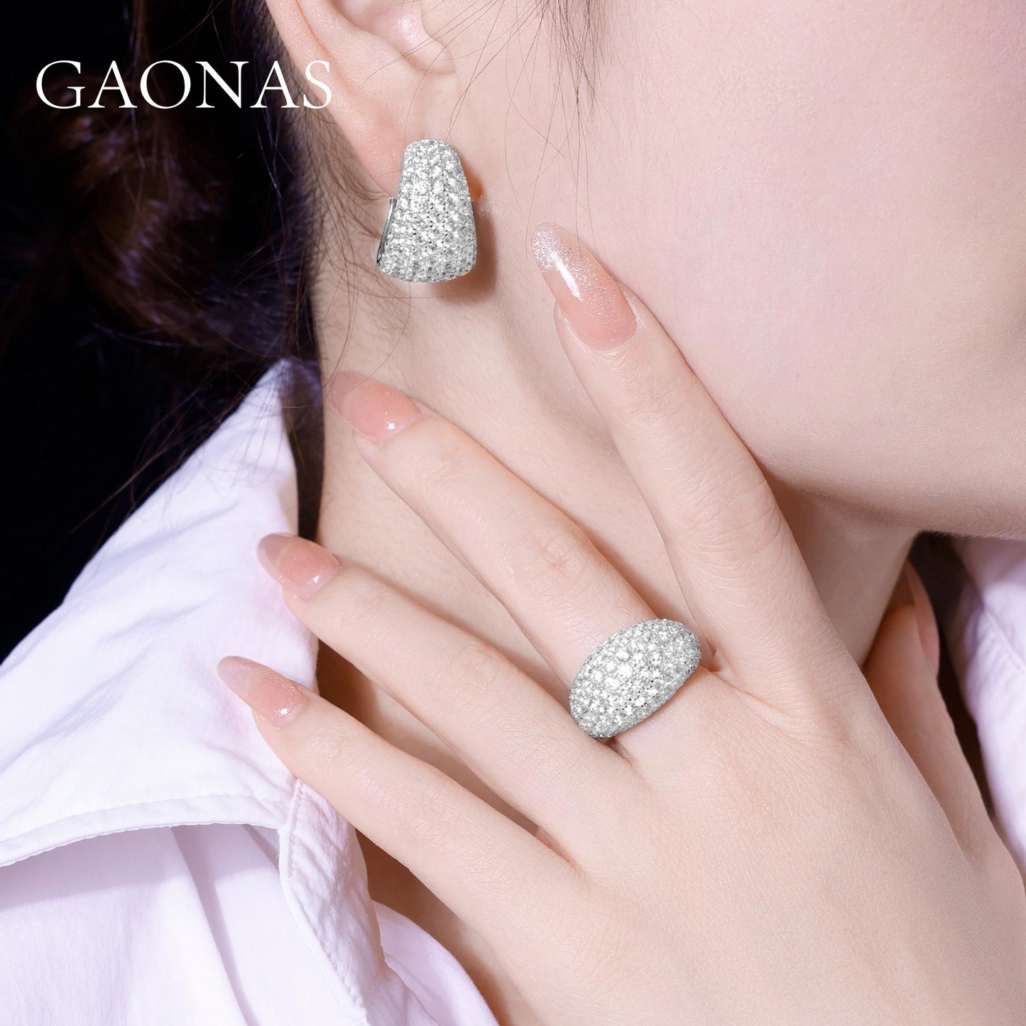 GAONAS VVS D G earring Cubic Zirconia S925 Silver Artificial woman unisex fashion luxurious jewelry White rich creative gifts 2025 NEW 10494EW
