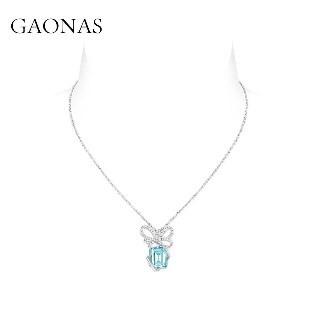 GAONAS Paraiba necklace Cubic Zirconia S925 Silver Artificial woman unisex fashion luxurious jewelry Blue rich creative gift 2025 NEW PLX111300