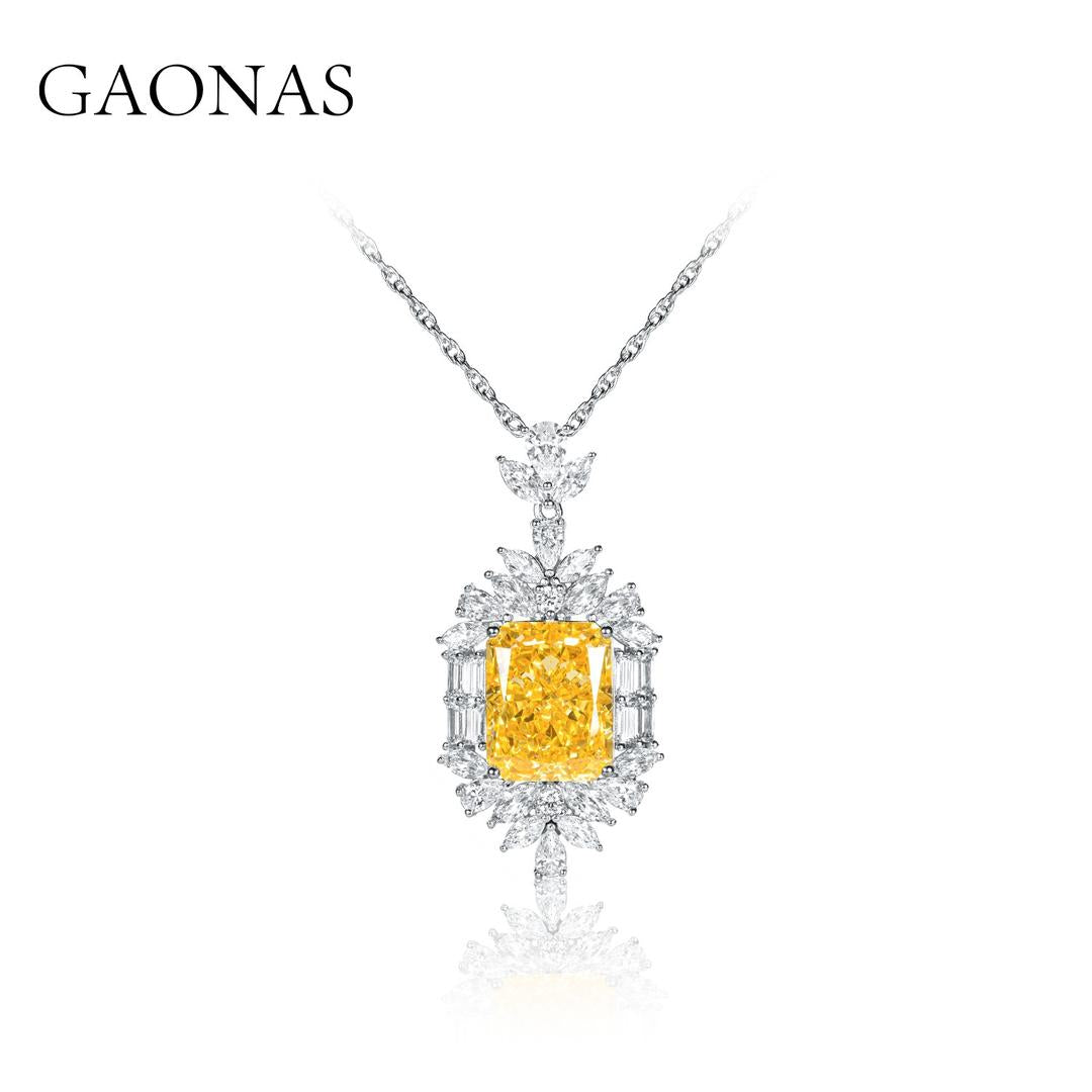 GAONAS Fancy Vivid Yellow necklace Cubic Zirconia S925 Silver Artificial woman unisex fashion luxurious jewelry Yellow rich creative gifts 2025 NEW YD033300