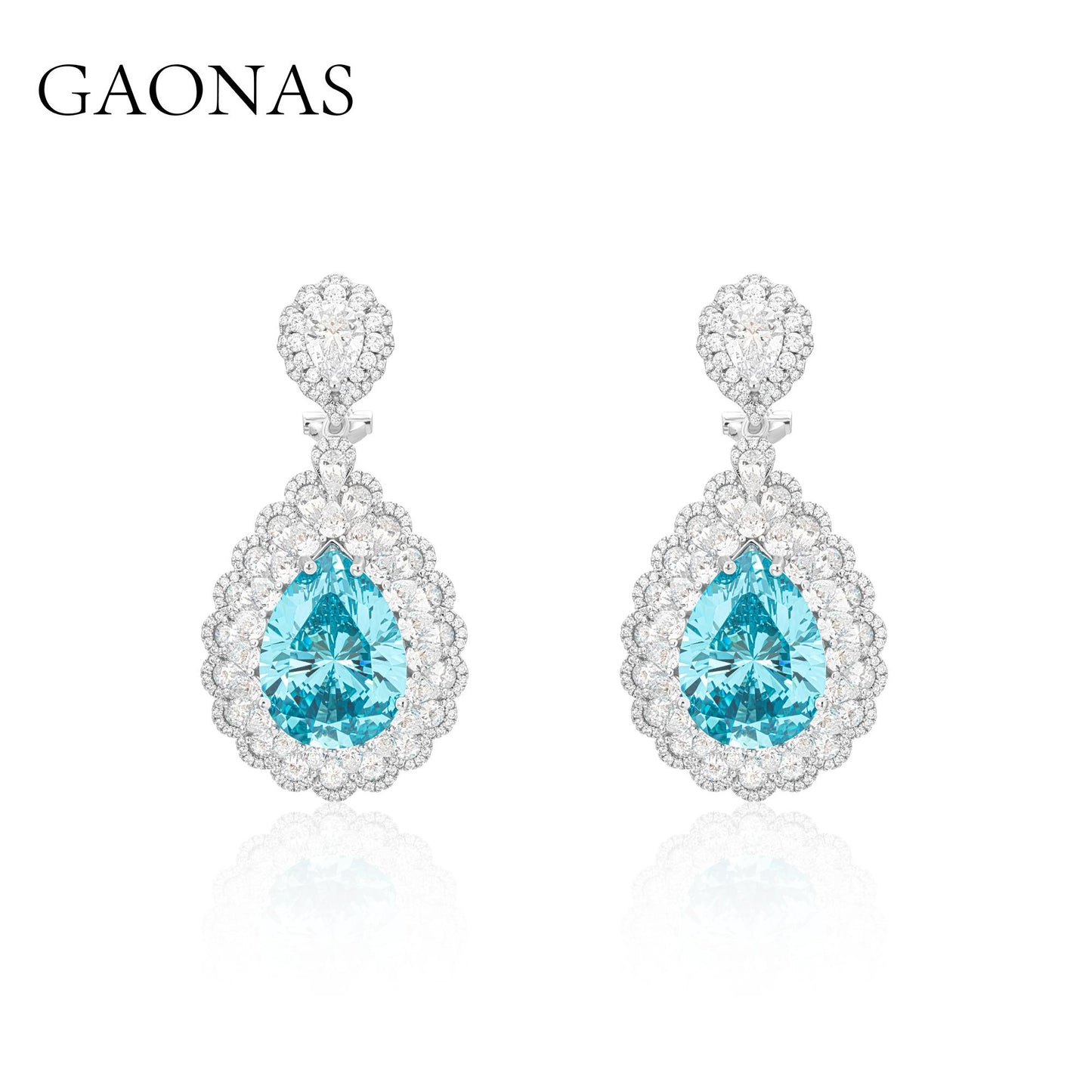 GAONAS Paraiba earring Cubic Zirconia S925 Silver Artificial woman unisex fashion luxurious jewelry Blue rich creative gifts 2025NEW 10025EPL