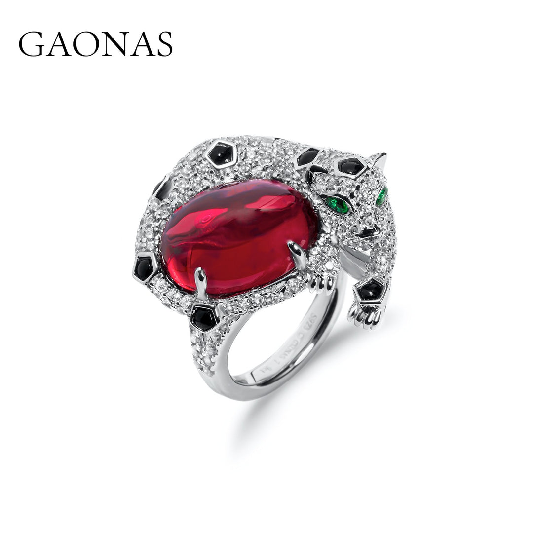 GAONAS Ruby ring Cubic Zirconia S925 Silver Artificial woman unisex fashion luxurious jewelry Red rich creative gifts 2025 NEW RJ112833-1