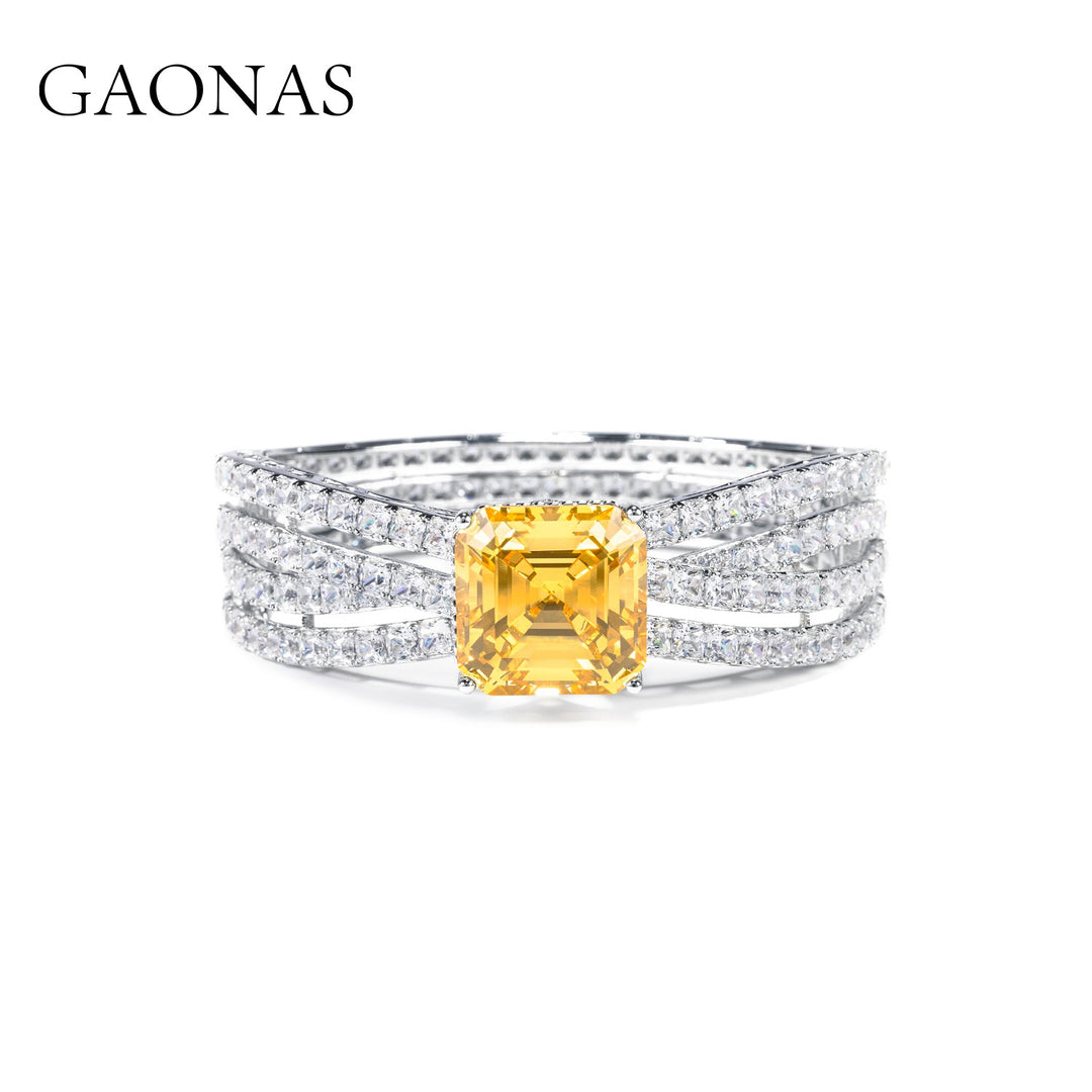 GAONAS Fancy Vivid Yellow bracelet Cubic Zirconia S925 Silver Artificial woman unisex fashion luxurious jewelry Yellow rich creative gifts 2025 NEW YS19333