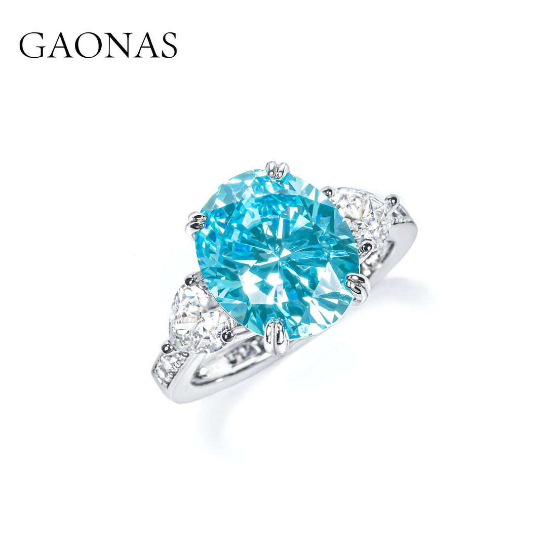 GAONAS Paraiba ring Cubic Zirconia S925 Silver Artificial woman unisex fashion luxurious jewelry Blue rich creative gifts 2025 NEW PLJ10950