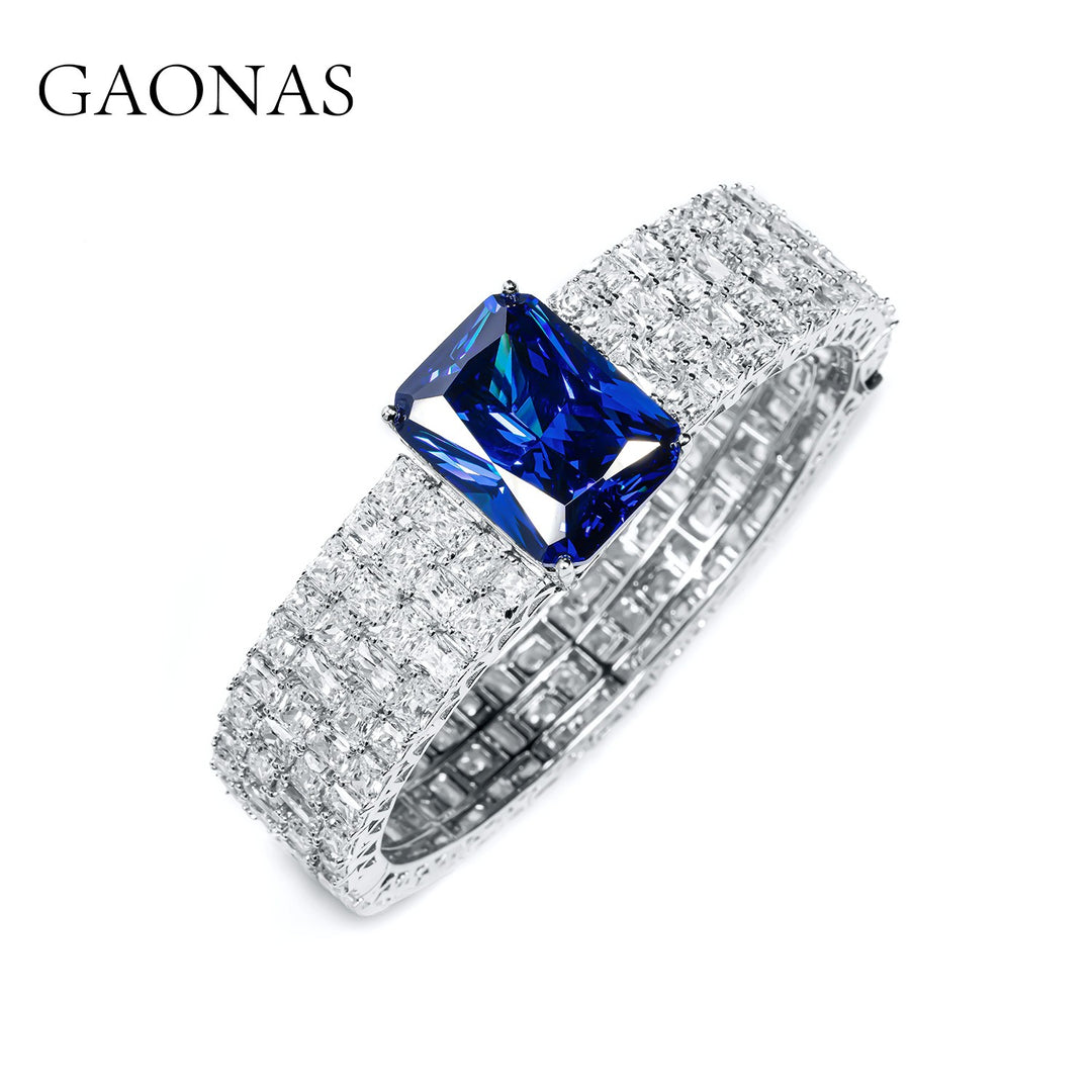 GAONAS Royalblue bracelet Cubic Zirconia S925 Silver Artificial woman unisex fashion luxurious jewelry Blue rich creative gifts 2025 NEW BS0916630