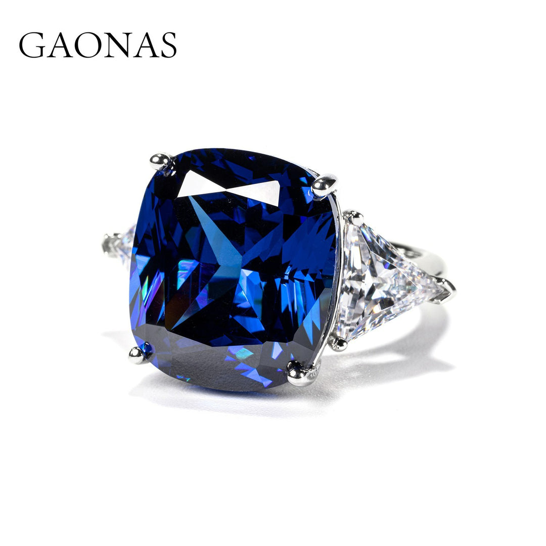 GAONAS Royalblue ring Cubic Zirconia S925 Silver Artificial woman unisex fashion luxurious jewelry Blue rich creative gifts 2025 NEW BJ032930