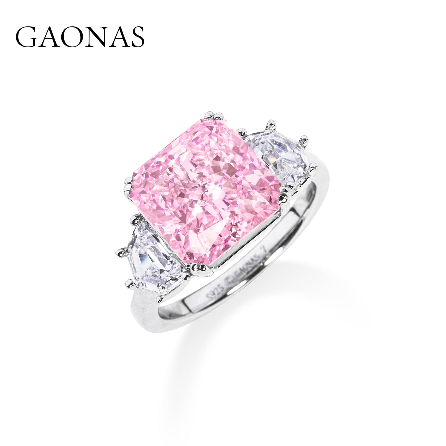 GAONAS Sakura Pink ring Cubic Zirconia S925 Silver Artificial woman unisex fashion luxurious jewelry Pink rich creative gifts 2025 NEW FJ051200