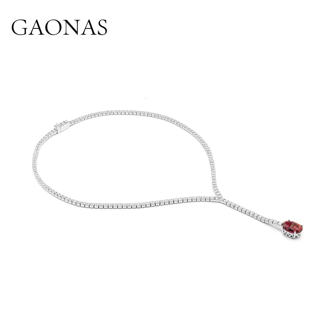 GAONAS Ruby necklace Cubic Zirconia S925 Silver Artificial woman unisex fashion luxurious jewelry Red rich creative gifts 2025 NEW 10202XR