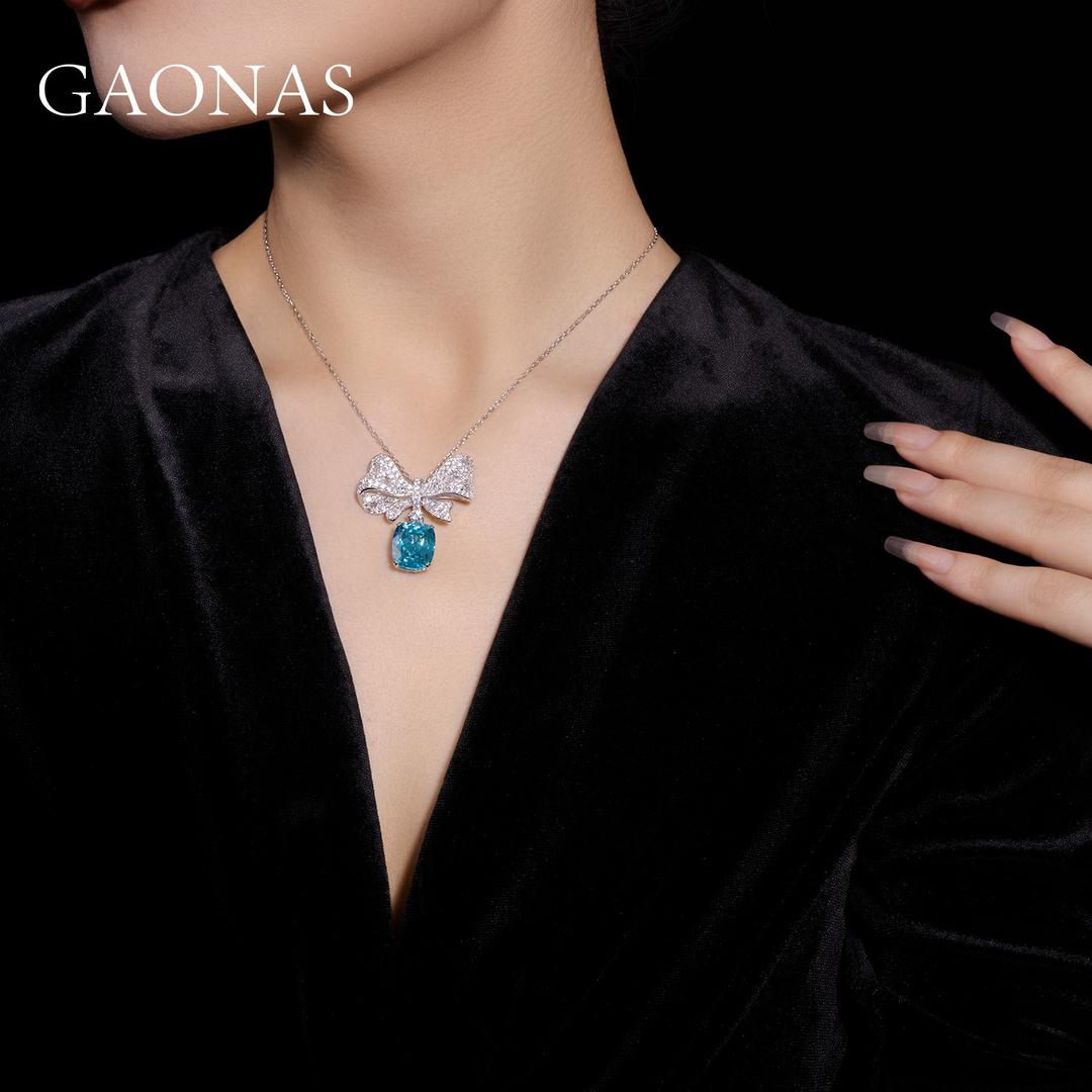 GAONAS Paraiba necklace Cubic Zirconia S925 Silver Artificial woman unisex fashion luxurious jewelry Blue rich creative gift 2025 NEW PLX112216