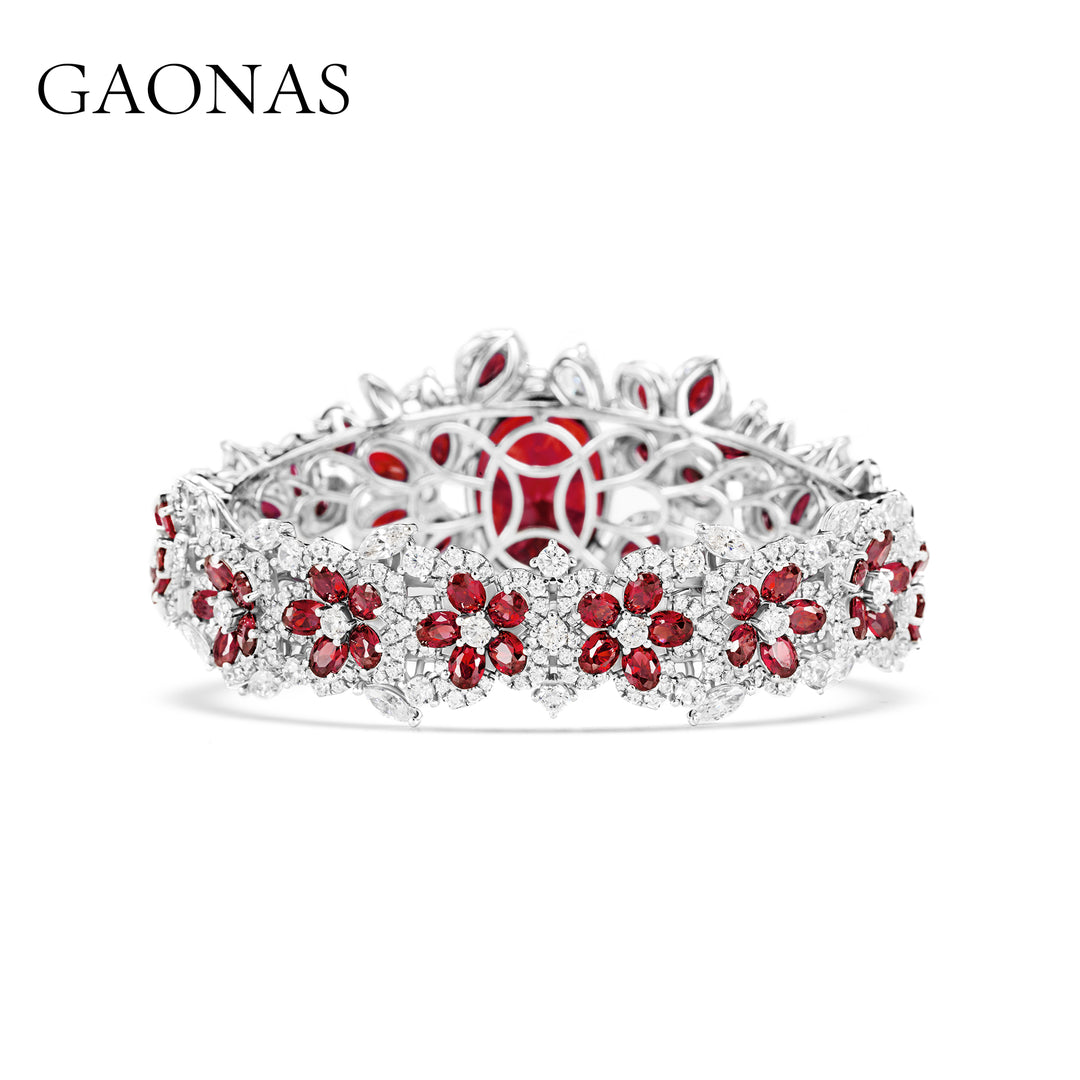 GAONAS Ruby bracelet Cubic Zirconia S925 Silver Artificial woman unisex fashion luxurious jewelry Red rich creative gifts 2025 NEW 10100SR