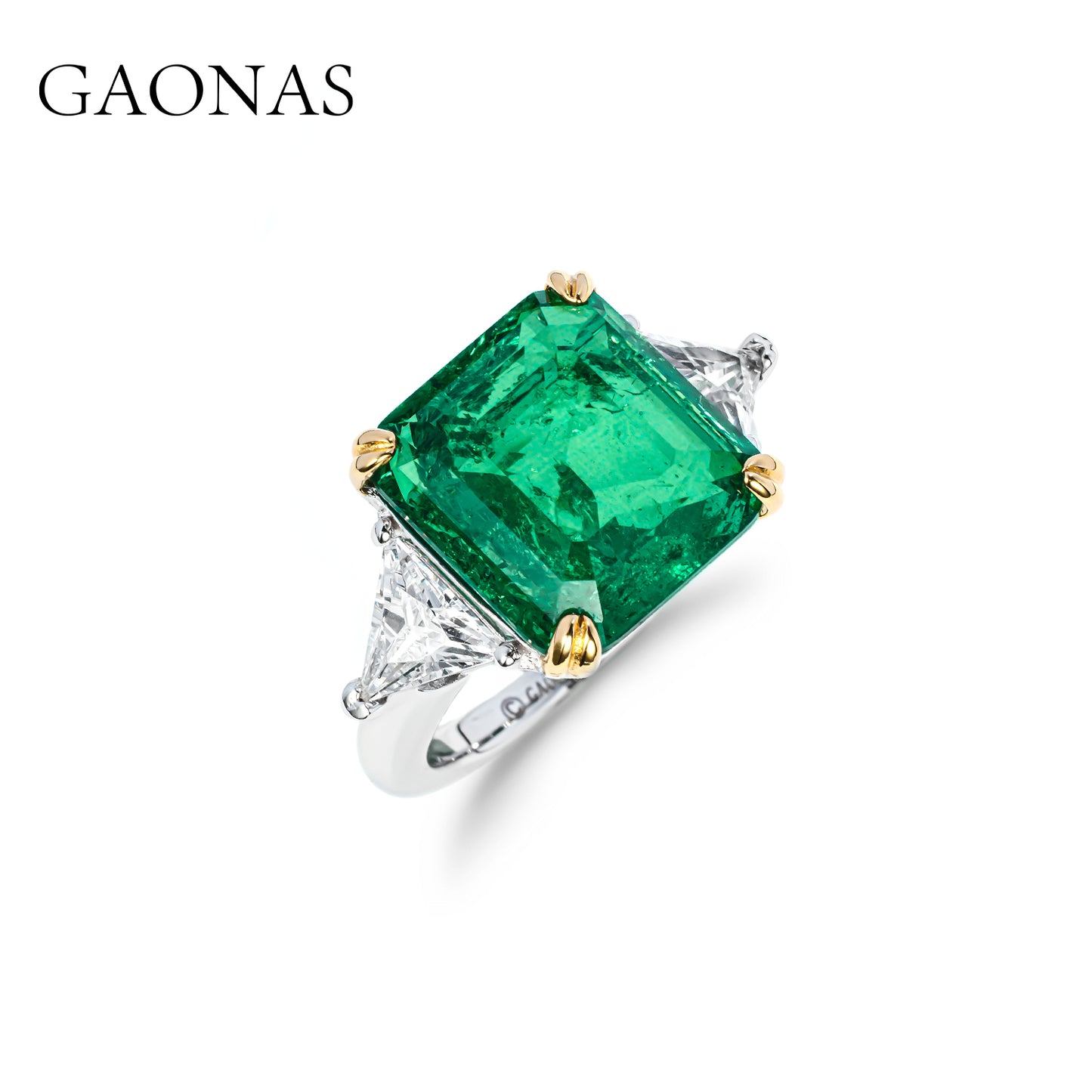 GAONAS Emerald ring Cubic Zirconia S925 Silver Artificial woman unisex fashion luxurious jewelry Green rich creative gifts 2025 NEW GJ081966