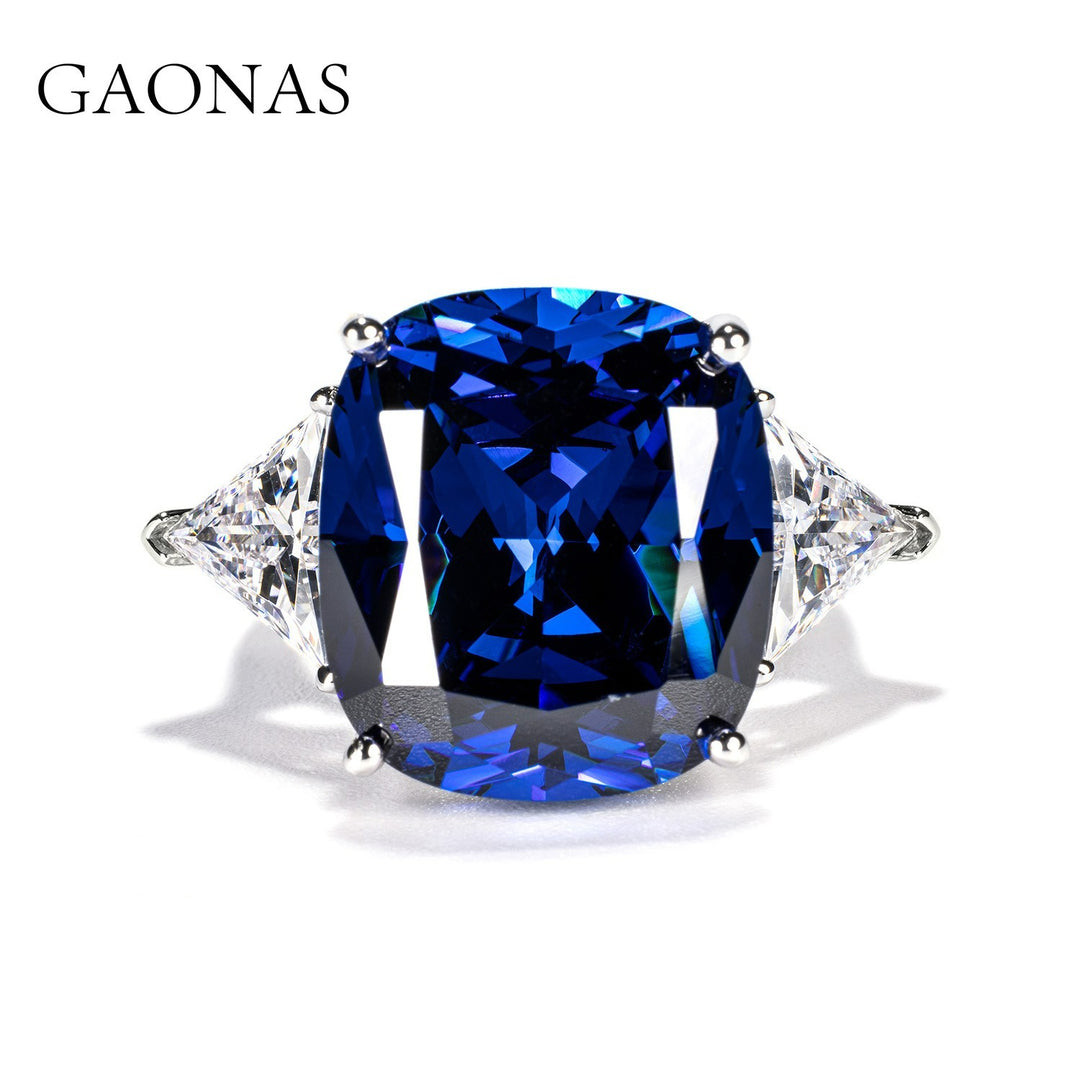 GAONAS Royalblue ring Cubic Zirconia S925 Silver Artificial woman unisex fashion luxurious jewelry Blue rich creative gifts 2025 NEW BJ032930