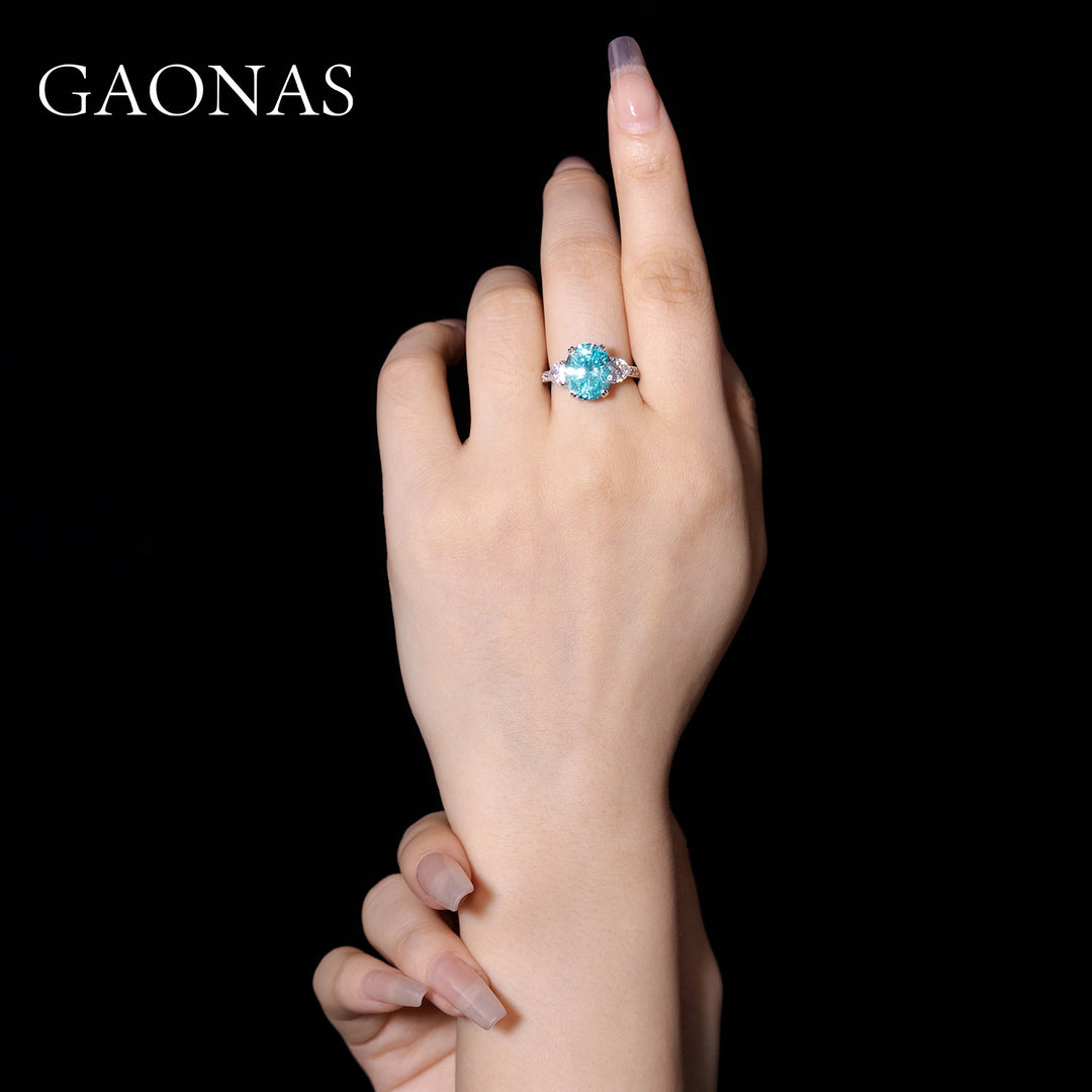 GAONAS Paraiba ring Cubic Zirconia S925 Silver Artificial woman unisex fashion luxurious jewelry Blue rich creative gifts 2025 NEW PLJ10950