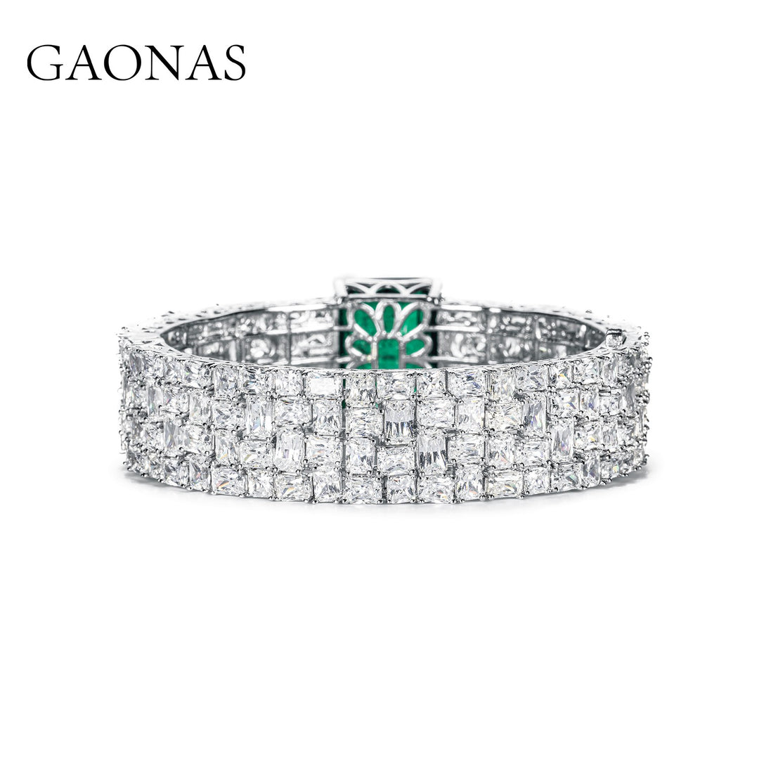 GAONAS Emerald bracelet Cubic Zirconia S925 Silver Artificial woman unisex fashion luxurious jewelry Green rich creative gifts 2025 NEW GS1110666