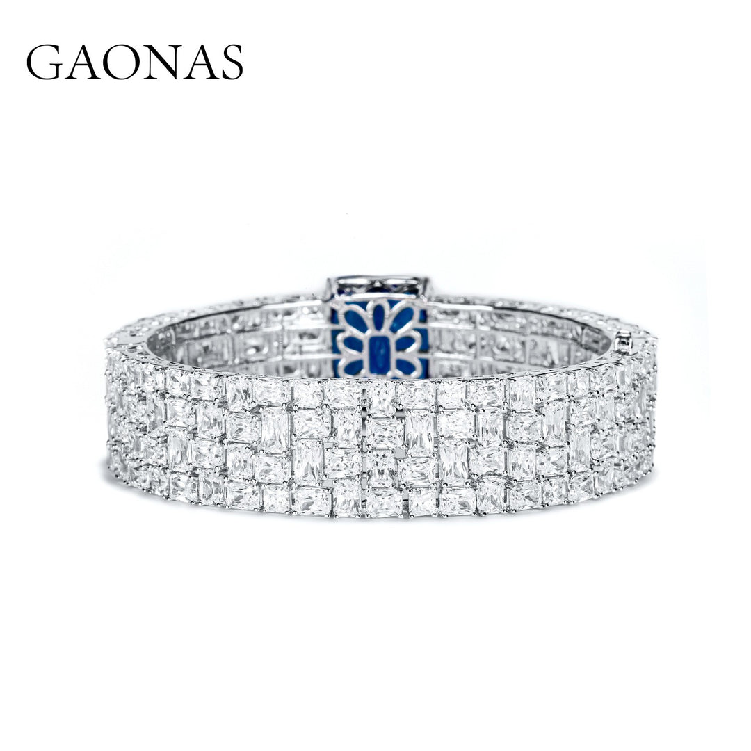 GAONAS Royalblue bracelet Cubic Zirconia S925 Silver Artificial woman unisex fashion luxurious jewelry Blue rich creative gifts 2025 NEW BS0916630