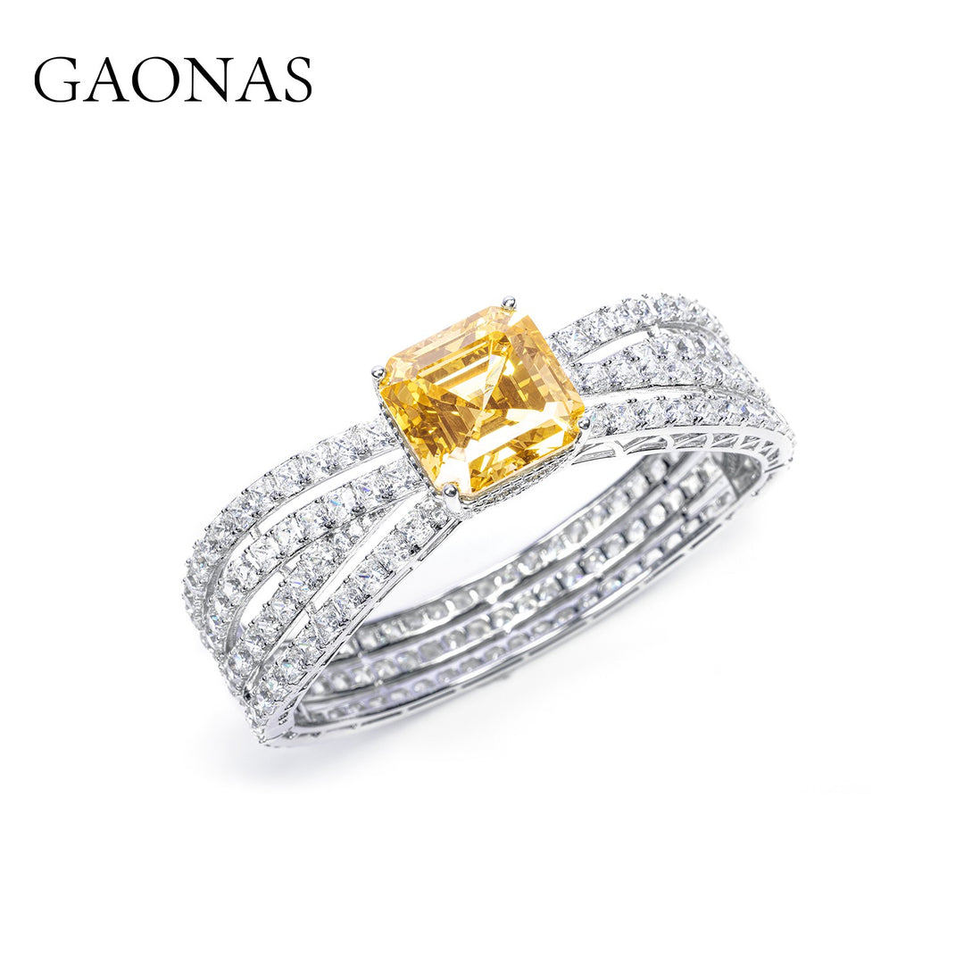 GAONAS Fancy Vivid Yellow bracelet Cubic Zirconia S925 Silver Artificial woman unisex fashion luxurious jewelry Yellow rich creative gifts 2025 NEW YS19333