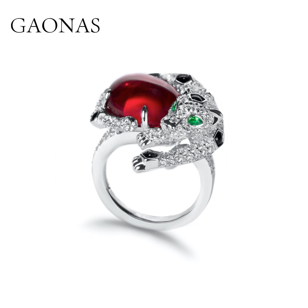 GAONAS Ruby ring Cubic Zirconia S925 Silver Artificial woman unisex fashion luxurious jewelry Red rich creative gifts 2025 NEW RJ112833-1