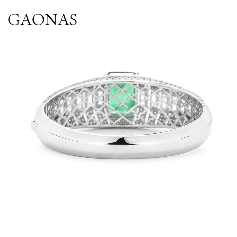 GAONAS Emerald bracelet Cubic Zirconia S925 Silver Artificial woman unisex fashion luxurious jewelry Green rich creative gifts 2025 NEW 10124SG