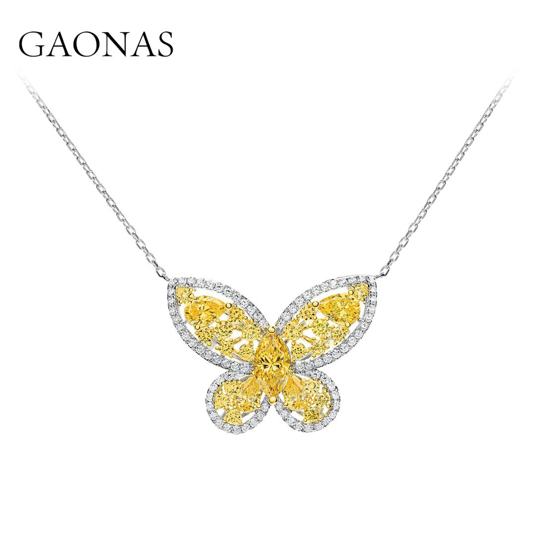 GAONAS Fancy Vivid Yellow necklace Cubic Zirconia S925 Silver Artificial woman unisex fashion luxurious jewelry Yellow rich creative gift 2025 NEW YX071530
