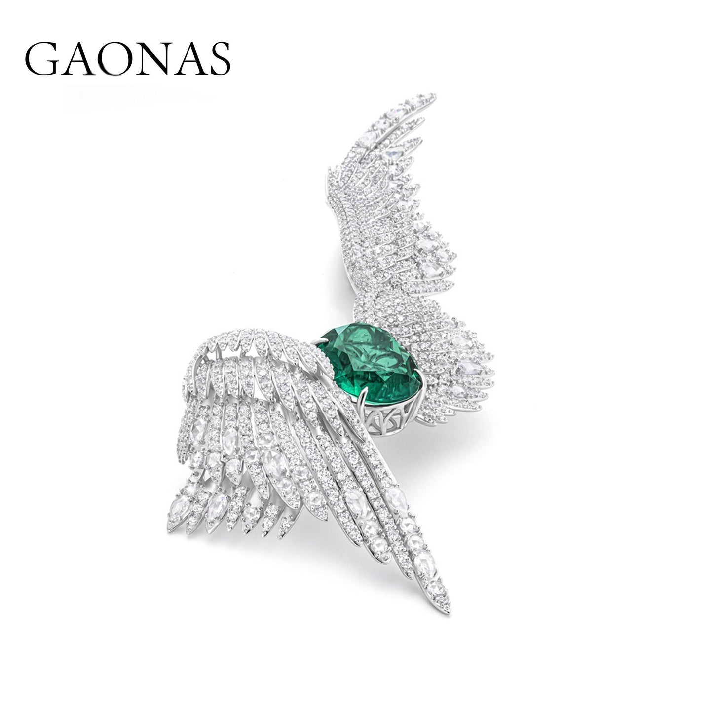 GAONAS Emerald brooch Cubic Zirconia S925 Silver Artificial woman unisex fashion luxurious jewelry Green rich creative gifts 2025 NEW 10127ZG