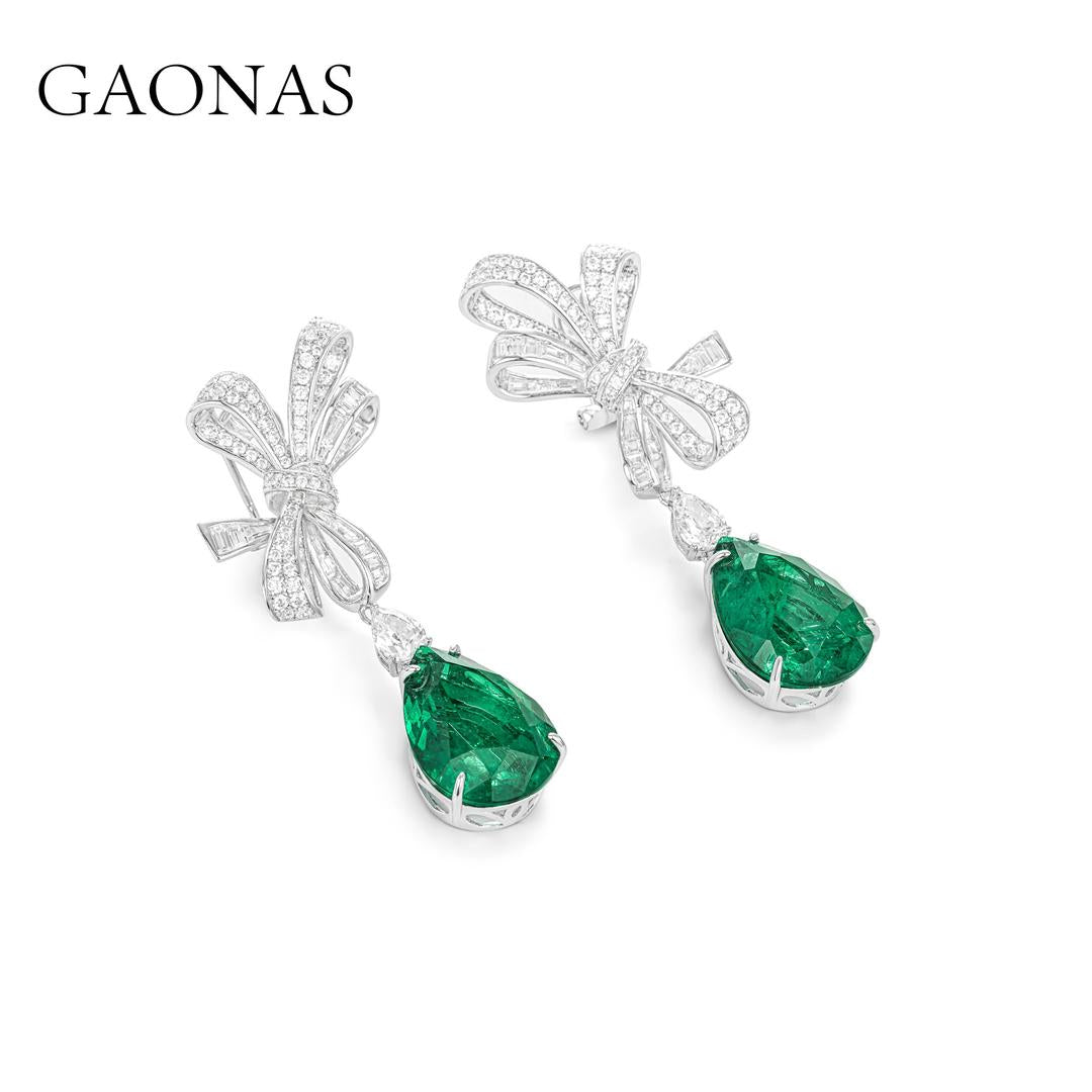 GAONAS Emerald earring Cubic Zirconia S925 Silver Artificial woman unisex fashion luxurious jewelry Green rich creative gifts 2025 NEW GE63600