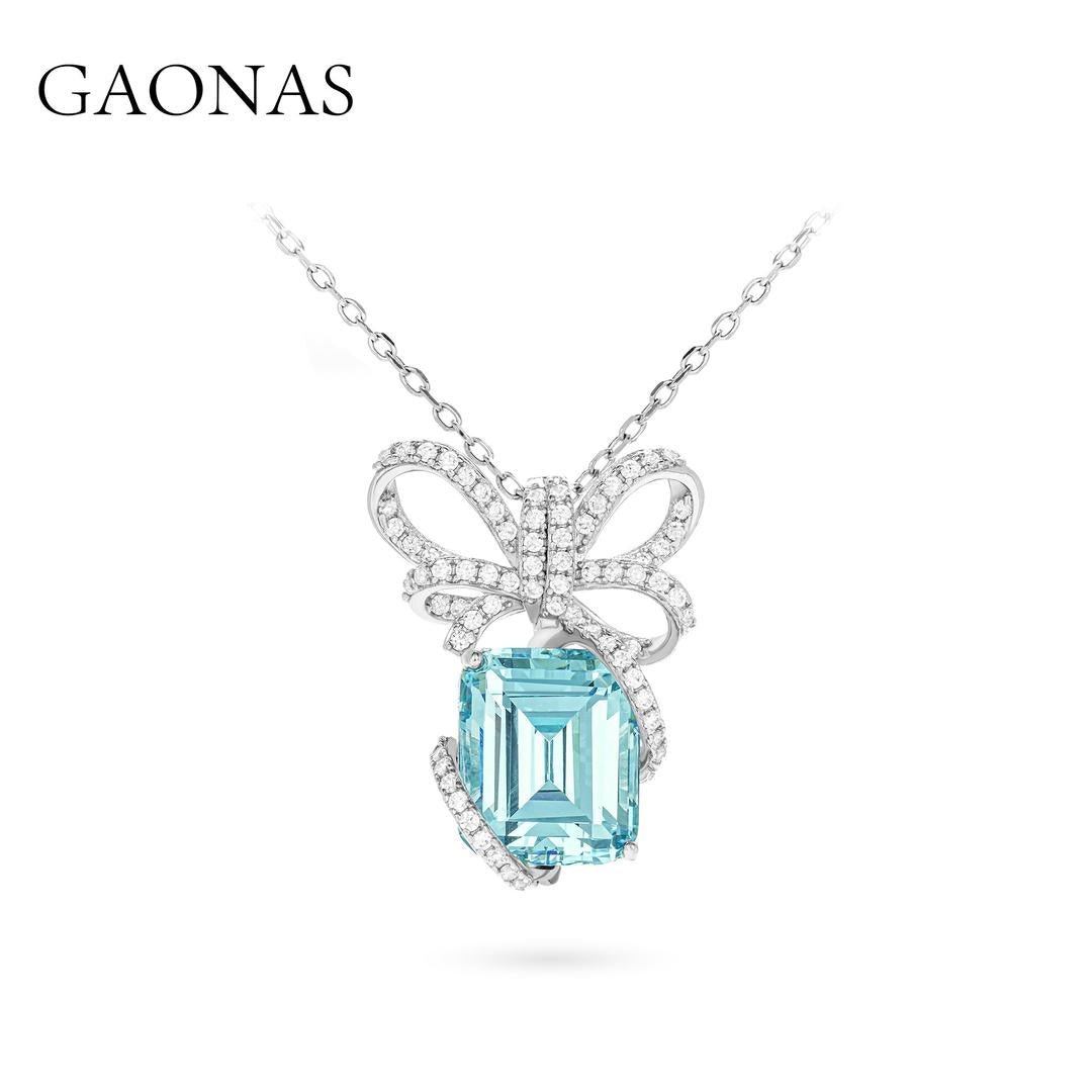 GAONAS Paraiba necklace Cubic Zirconia S925 Silver Artificial woman unisex fashion luxurious jewelry Blue rich creative gift 2025 NEW PLX111300