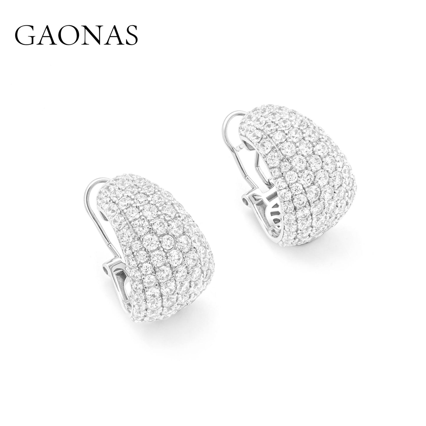 GAONAS VVS D G earring Cubic Zirconia S925 Silver Artificial woman unisex fashion luxurious jewelry White rich creative gifts 2025 NEW 10494EW