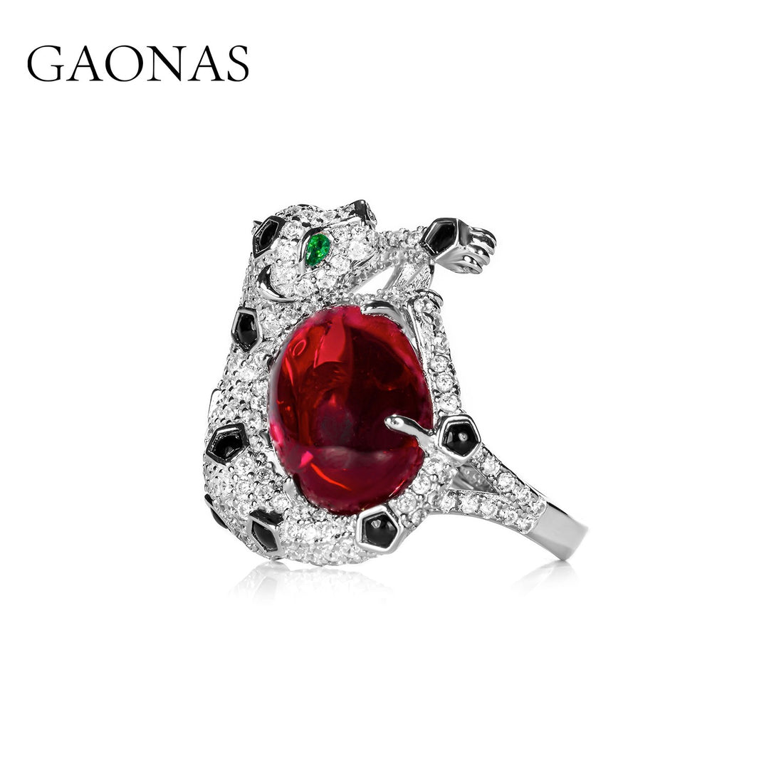 GAONAS Ruby ring Cubic Zirconia S925 Silver Artificial woman unisex fashion luxurious jewelry Red rich creative gifts 2025 NEW RJ112833-1