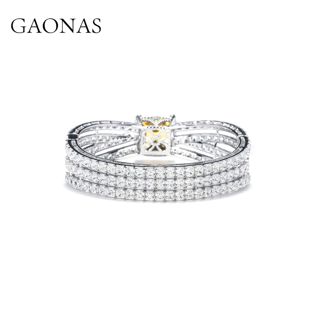 GAONAS Fancy Vivid Yellow bracelet Cubic Zirconia S925 Silver Artificial woman unisex fashion luxurious jewelry Yellow rich creative gifts 2025 NEW YS19333