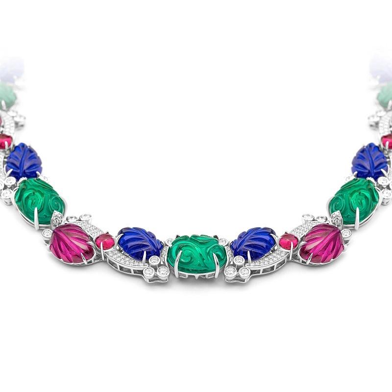 GAONAS Tutti Frutti necklace Cubic Zirconia S925 Silver Artificial woman unisex fashion luxurious jewelry multicolor rich creative gifts 2025 NEW 10109XG