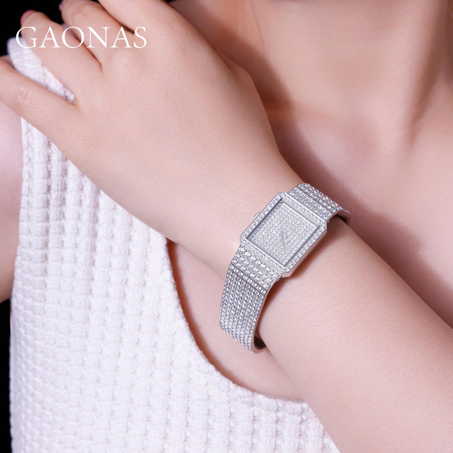 GAONAS VVS D G watch Cubic Zirconia S925 Silver Artificial woman unisex fashion luxurious jewelry White rich creative gifts 2025 NEW 10425SW