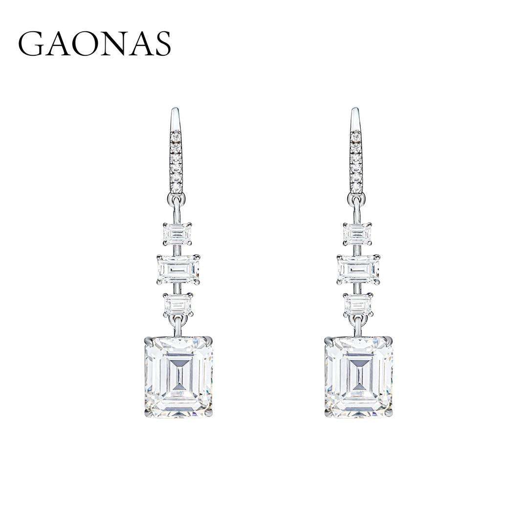 GAONAS VVS D G earring Cubic Zirconia S925 Silver Artificial woman unisex fashion luxurious jewelry White rich creative gifts 2025 NEW WE121433