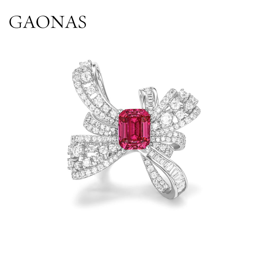GAONAS Ruby ring Cubic Zirconia S925 Silver Artificial woman unisex fashion luxurious jewelry Red rich creative gifts 2025 NEW RJ041966