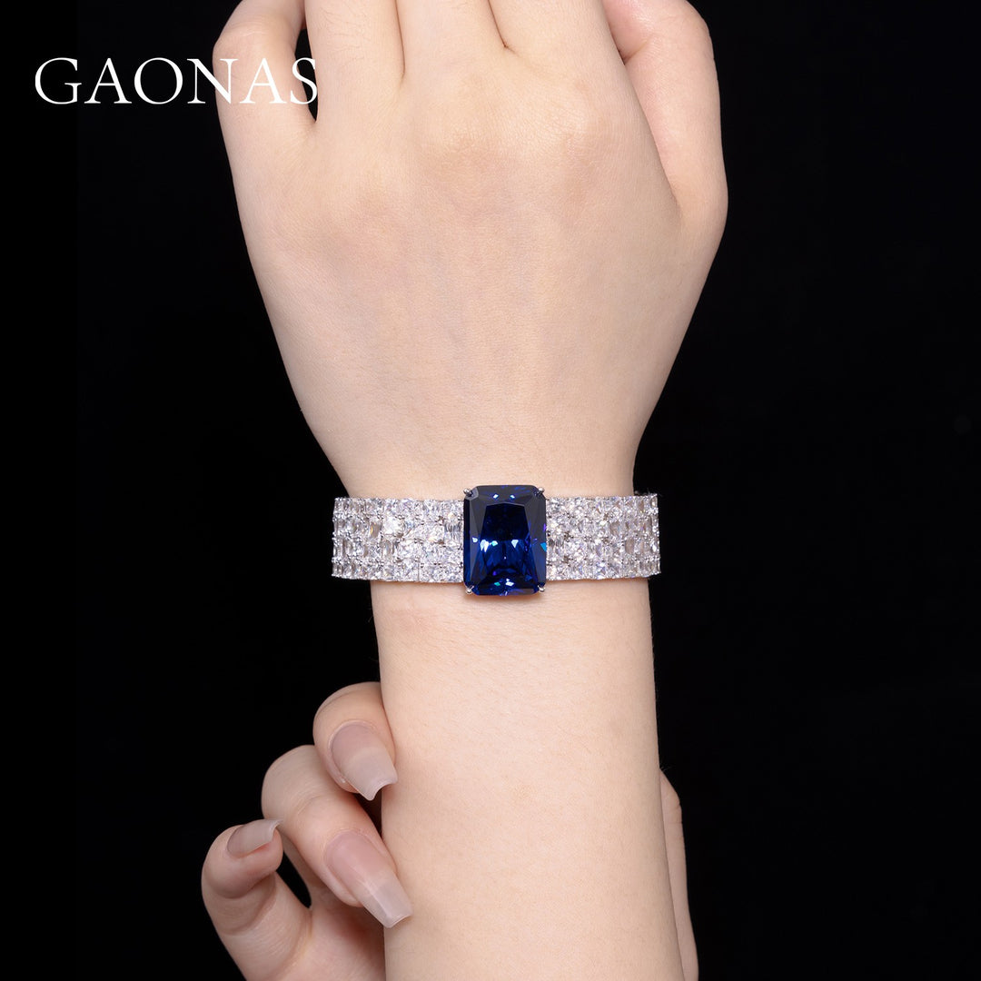 GAONAS Royalblue bracelet Cubic Zirconia S925 Silver Artificial woman unisex fashion luxurious jewelry Blue rich creative gifts 2025 NEW BS0916630
