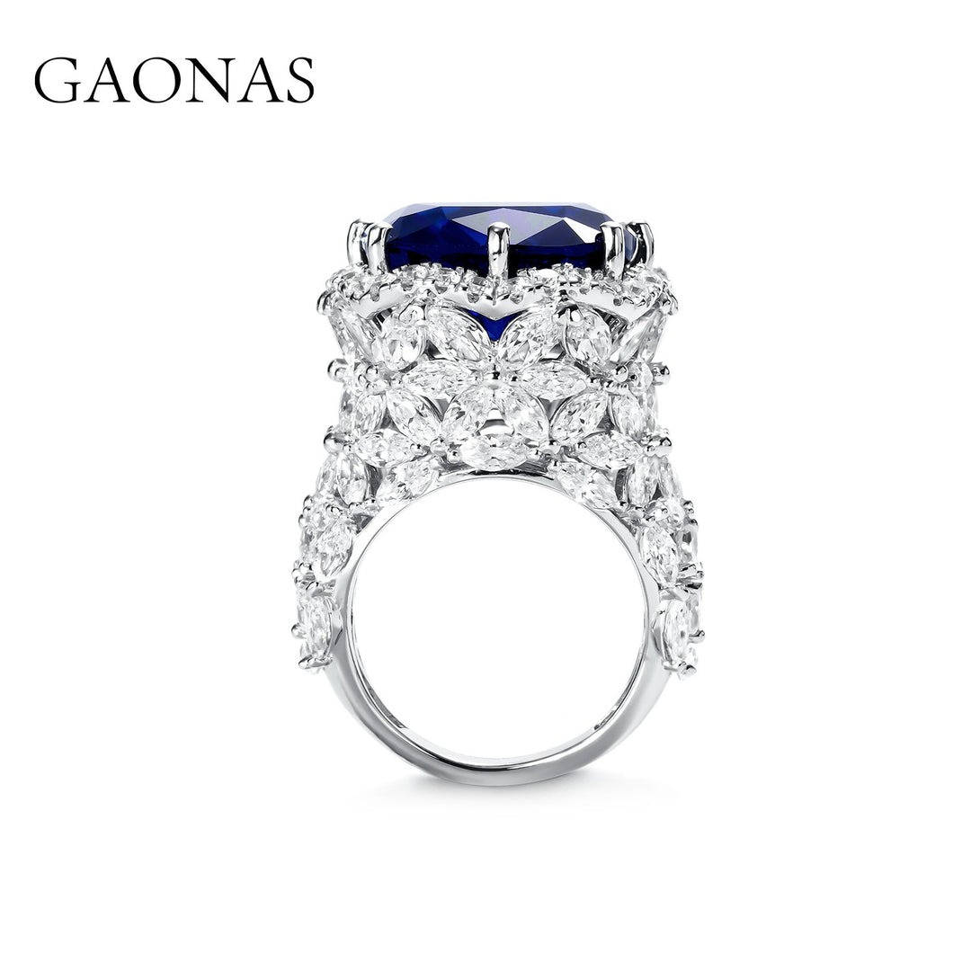 GAONAS Royalblue ring Cubic Zirconia S925 Silver Artificial woman unisex fashion luxurious jewelry Blue rich creative gifts 2025 NEW BJ24200
