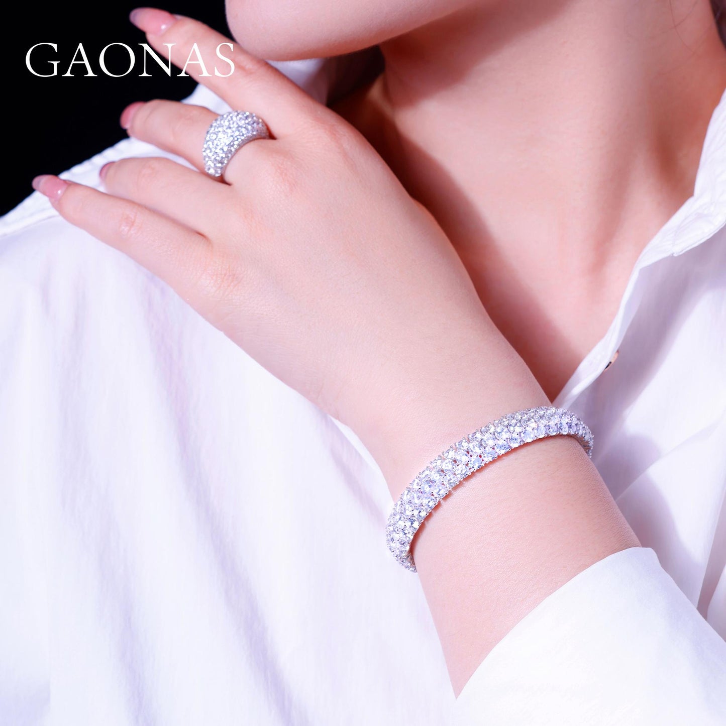 GAONAS VVS D G bracelet Cubic Zirconia S925 Silver Artificial woman unisex fashion luxurious jewelry White rich creative gifts 2025 NEW 10495SW
