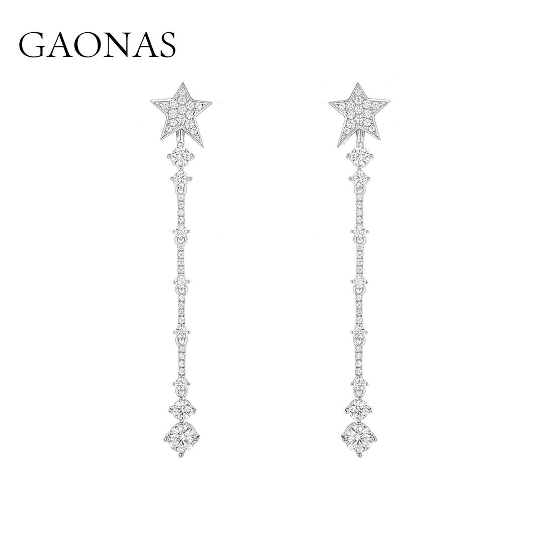 GAONAS VVS D G earring Cubic Zirconia S925 Silver Artificial woman unisex fashion luxurious jewelry White rich creative gifts 2025 NEW WE031566