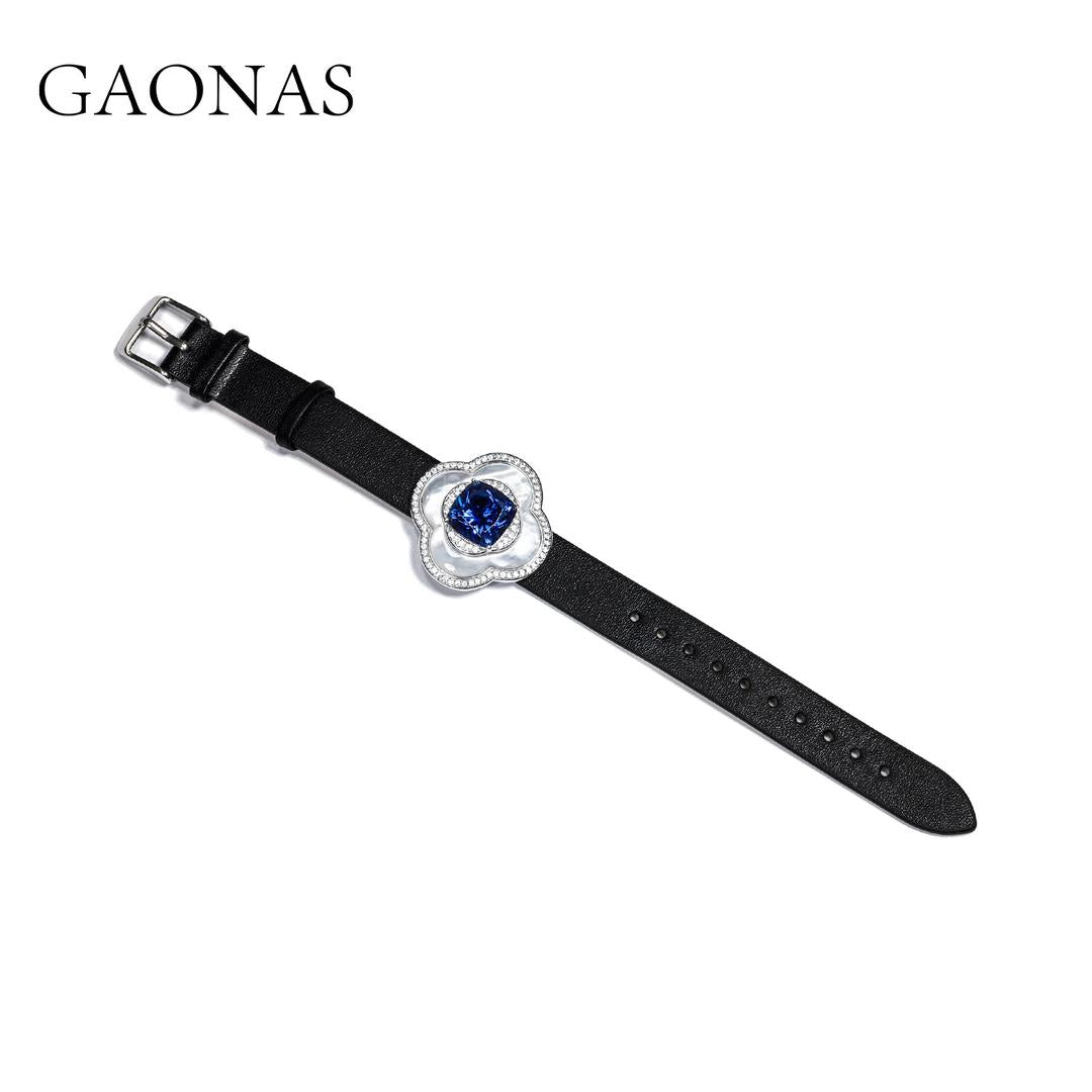 GAONAS Royalblue Wristband Cubic Zirconia S925 Silver Artificial woman unisex fashion luxurious jewelry Blue rich creative gifts 2025 NEW BS095600