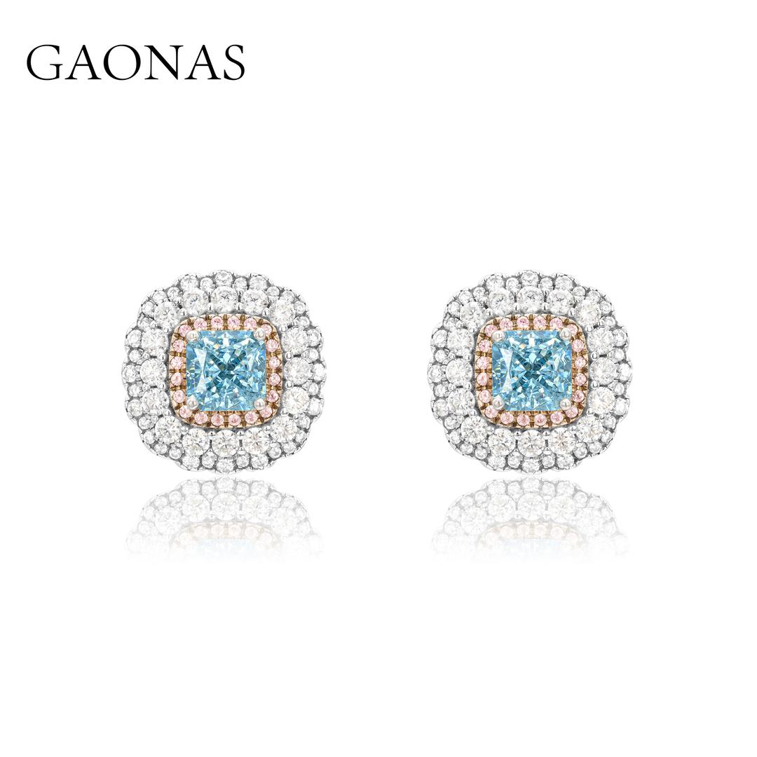 GAONAS Paraiba earring Cubic Zirconia S925 Silver Artificial woman unisex fashion luxurious jewelry Blue rich creative gifts 2025 NEW LE31633