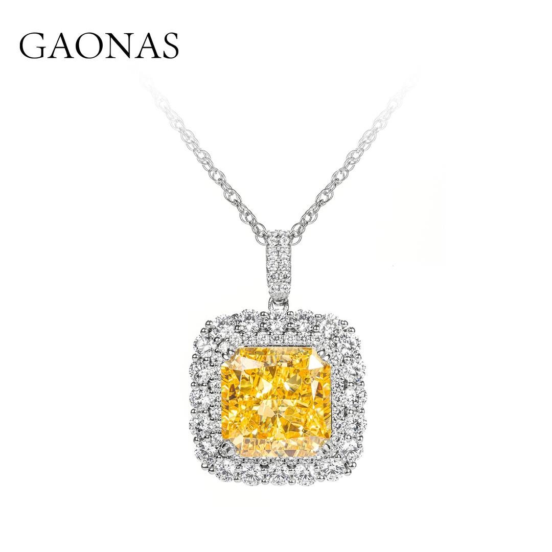 GAONAS Fancy Vivid Yellow necklace Cubic Zirconia S925 Silver Artificial woman unisex fashion luxurious jewelry Yellow rich creative gifts 2025 NEW YD052970
