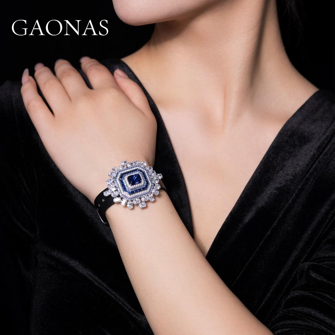 GAONAS Royalblue Wristband Cubic Zirconia S925 Silver Artificial woman unisex fashion luxurious jewelry Blue rich creative gifts 2025 NEW BS115866