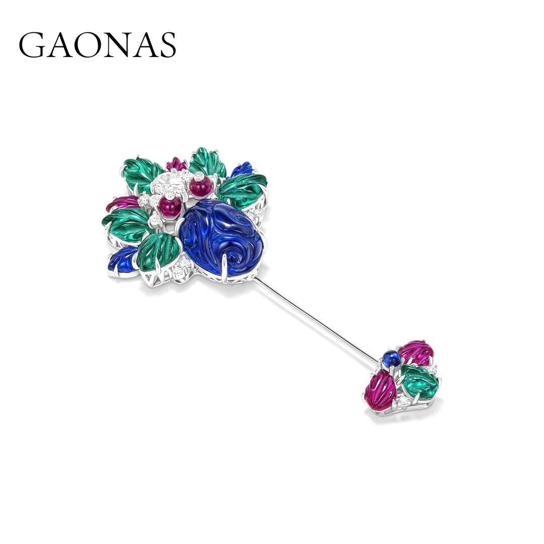 GAONAS Tutti Frutti brooch Cubic Zirconia S925 Silver Artificial woman unisex fashion luxurious jewelry multicolor rich creative gifts 2025 NEW 10238ZB